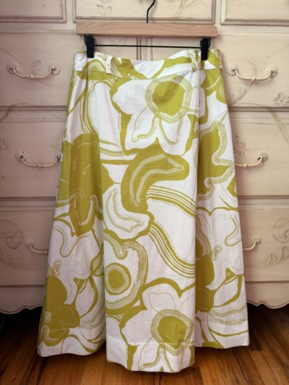 Worthington Dark Yellow/White Tropical Maxi Skirt- size 10 with pockets - Picture 9 of 9